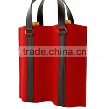 #14052613 red 2 bottle bag, felt wine bag with handle