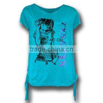 55% cotton 40% rayon 5% spandex,160gsm, sleeveless, V- neck, Ladies' Tops