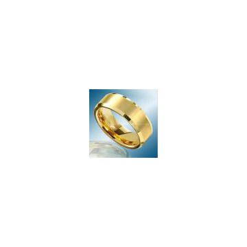 Gold Plated Beveled Edges Plain Tungsten Ring