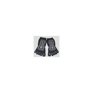 Men\'s Comfortable Black Cotton Five Toe Yoga Non-slip Socks With Grips, Custom Size