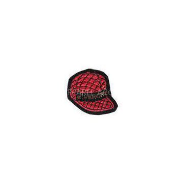 Red Cap Embroidered Name Badges , Bullion Wire Embroidered Letter Patches