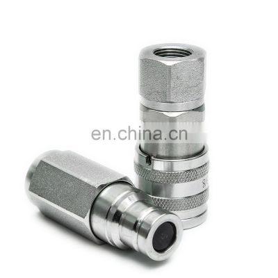 High pressure no leak flat face type 1/2 inch ISO 16028 hydraulic quick coupling for skid steer loader