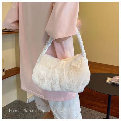 Plush bag underarm handbag niche high-grade fur bag cute temperament fashion women's bag