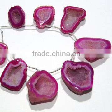 Natural Pink Coated Druzy Beads Style Gemstone 8 Pcs Good Quality On Whole Sale Price