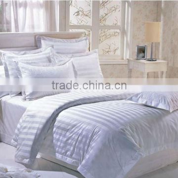 sateen stripe bedding set for hotel/bleached stripe bed sheet