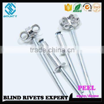 HOT SELLING OPEN END MANUFACTURER RECESSED CROWN ALUMINUM STEEL POP PEEL TYPE RIVETS