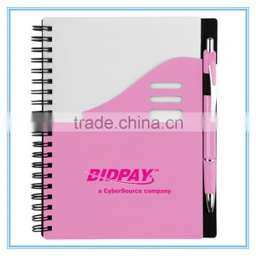 New ! School office PP Cover Spiral plastic cover notebook with pen