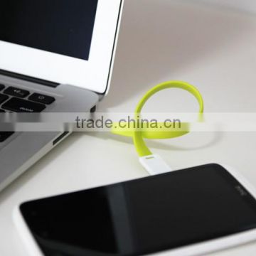 Best Selling Key Ring Charging Cable 20CM Noodle Flat Keychain USB Short Cable With custom Logo