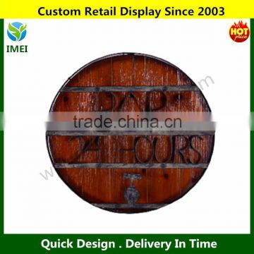 Round Wood / Metal Wall Mount 24 Hours Bar Sign YM1-1192
