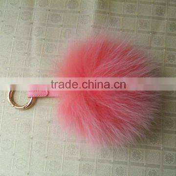High Quality Fox Fur Pom poms with Keychain by Factory Direct Sale