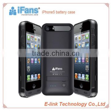 iFans 5V Lithium Polymer External Battery Case Power Bank for iPhone 5 5s 2400mAh Capacity with MFi