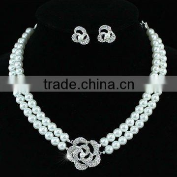 Bridal Ribbon Ivory Faux Pearl Necklace Set CS1195