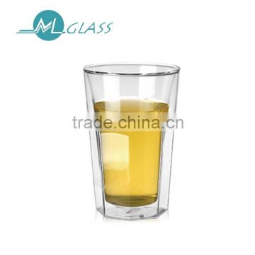 wholesale 300ml double wall glass cup handmade high borosilicate glassware N6030