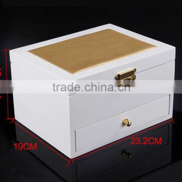 Factory wholesale custom wooden drawer jewelry box, multi-function cosmetic storage box