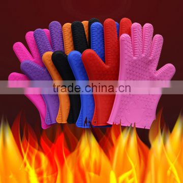 Heat Resistant Silicone Barbeque Gloves / Recycle Waterproof Oven Mitt for Charcoal Grill, Baking, Cooking
