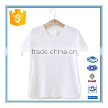 Casual Short Sleeve Viscose Spandex White Plain Design T Shirt For Women