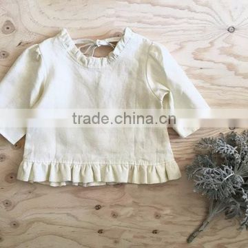 Latest Design Summer Tops Linen Pattern Medium Sleeve Baby Girl Fancy Shirts