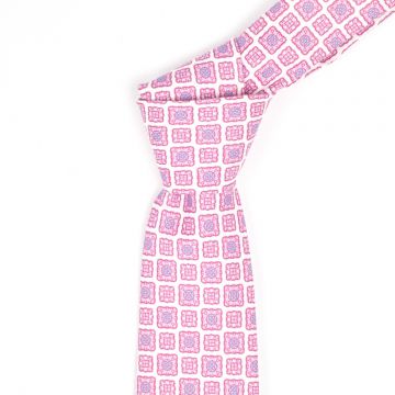 Striped Pink Mens Silk Necktie Extra Long Paisley