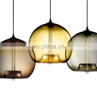 Tonghua Modern Big Pendant Lamp Decorative Color Glass Shell E26 E27 Lamp Holder T300 LED Edison Bulb Restaurant Hanging Light