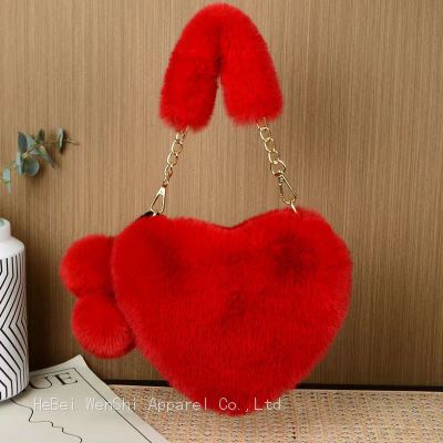 023Plush bag Love bag Ladies handbag fur bag wholesale