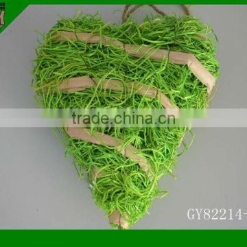 2014natural material green heart shape crafts for home deco