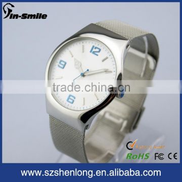 OEM manufacture fashion mesh band stainless steel case simple design watch
