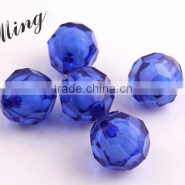 Royal Blue Color Chunky Acrylic Round Transparent Plastic Facted Beads in Beads 8mm to 20mm Stock ,Paypal Accept