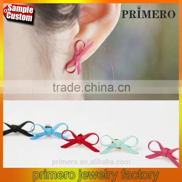 Fashion Jewelry Wholesale Multicolored Pierced Little Twist Bow Stud Earrings