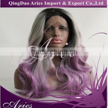 24" Heat Resistant Long Wave Grey Lace Front Synthetic Wig