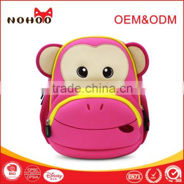 NOHOO Neoprene Material Cute Kindergarten children 3D cartoon school bag for kids