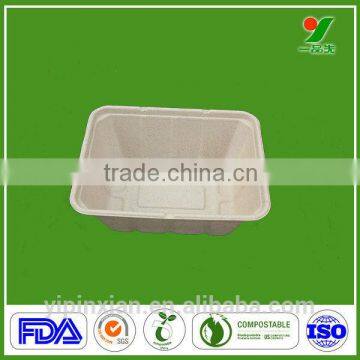 biodegradable disposable bagasse fiber packing,2 compartments paper pulp tray