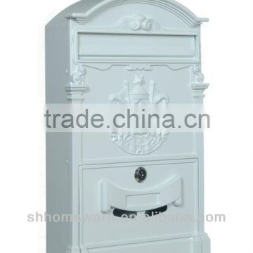 white cast aluminum mailbox