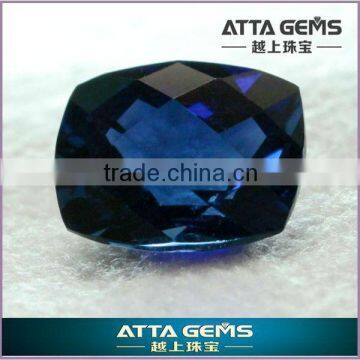 Syntheticblue corundum-Checkered face cushion cut-#34 sapphire