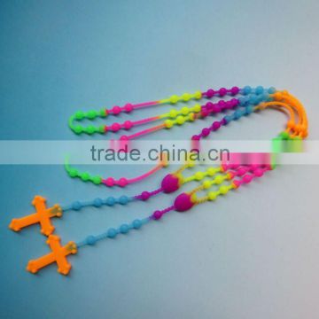 wholesale promotional new cross rosary silicone necklace
