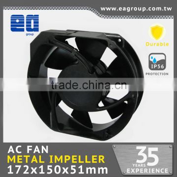 Taiwan UL CE TUV ROHS Certified IP56 Waterproof Ceiling Fan AC Metal Impeller AC Cooling Fan in 172x150x51mm