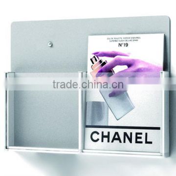 Grey aluminum wall mount brochure holder