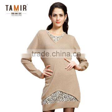 Ladies Cashmere Long Sleeve One-piece Dress, Fashionable Creamy White Flowing Dress