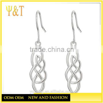 Jingli Jewelry factory silver color celtic knot drop earrings,big beautiful love knot drop earrings (HE-027)