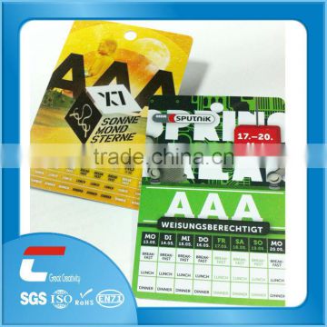 Customized size hole punch printed hard pvc festival ID event card