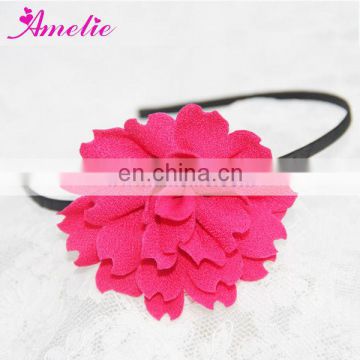 Hot Pink Knitted Cloth Flower Hairband Hair Ornaments