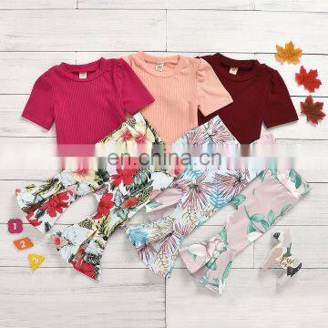 Toddler Kids Baby Girls Clothes Set Tops + Flowers Long Pants Outfits Girl Clothing Set