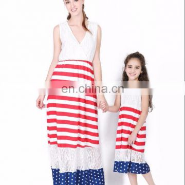 2019 new trendy women clothing design long mommy and me maxi dress mother daughter matching dresses for mom