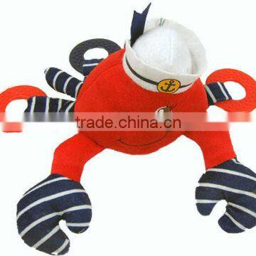 Lovely red crab with hat plush toy