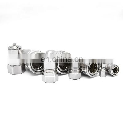 1/2'' NPT ISO 7241-B Stainless Steel Quick Disconnect Hydraulic Coupler Set cat trucks attachment couplings
