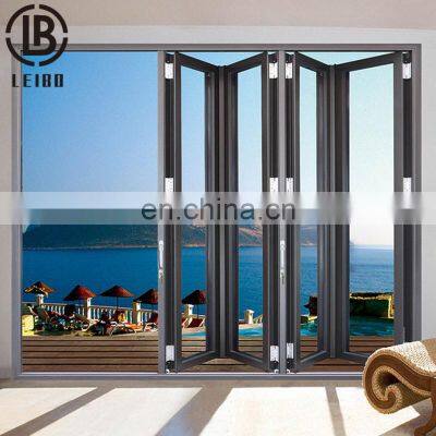 Aluminum Bi-fold Accordion Soundproof Doors Aluminium Interior Glass Folding Door