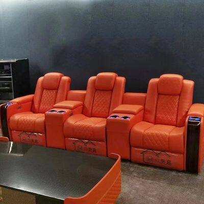 Modern home theater sofa, movie hall, luxury multi-function leather electric sofa, movie viewing room sofa