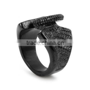 Stainless Steel Casting Ring - Skull, In Stock Black Eagle Wing Ring