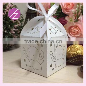 Elephant shape laser cut wedding favour square candy box for wedding and party favor gift baby shower gift TH-211