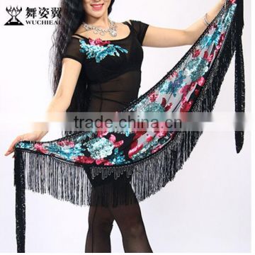 2015 Wuchieal sex Indian belly dance scarf with tassel from China(YL201)