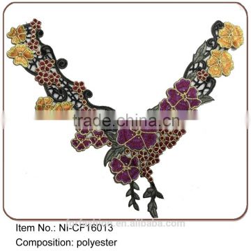 neck lace designs embroidery design collar neck lace trim for India